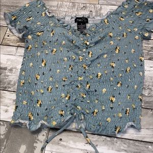 Blue with flowers crop top.